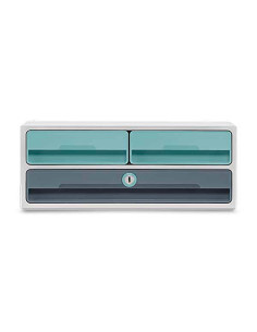 Fichero cajones de sobremesa cep moov up reciclado 80% con cerradura 3 cajones color azul/gris 275x369x146 mm 2