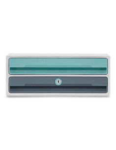 Fichero cajones de sobremesa cep moov up reciclado 80% con cerradura 2 cajones color azul/gris 275x369x146 mm 2