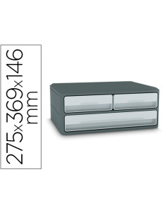 Fichero cajones de sobremesa cep moov up reciclado 80% 3 cajones color gris 275x369x146 mm
