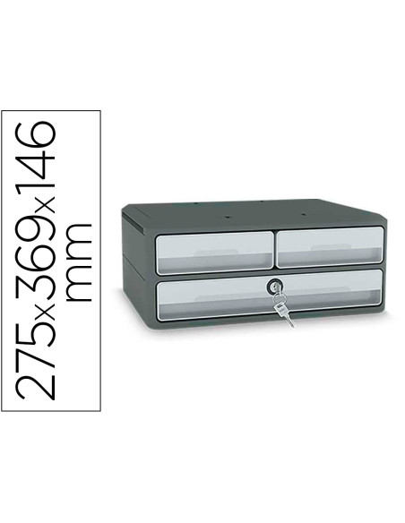 Fichero cajones de sobremesa cep moov up reciclado 80% con cerradura reciclado 80% 3 cajones color gris