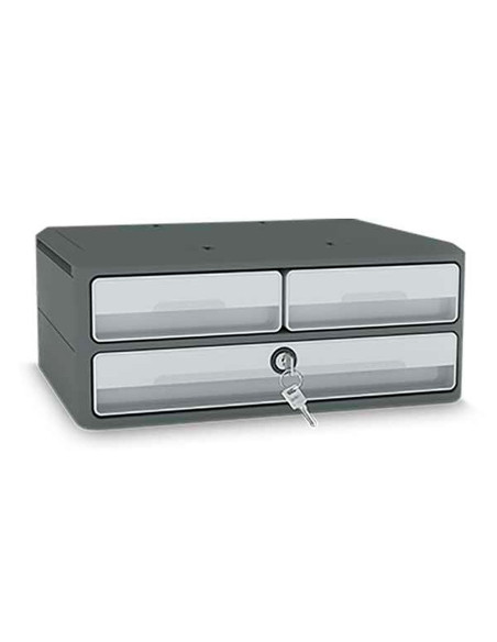 Fichero cajones de sobremesa cep moov up reciclado 80% con cerradura reciclado 80% 3 cajones color gris