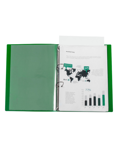 Carpeta liderpapel canguro 2 anillas 25 mm mixtas polipropileno din a4 verde translucido