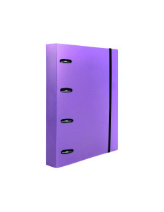 Carpeta con recambio liderpapel a4 cuadro 5mm 100 hojas 80g polipropileno 4 anillas 40mm lavanda opaco 2