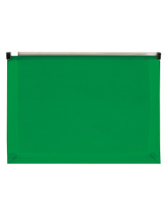 Carpeta dossier liderpapel a4 cierre de cremallera verde translucido 2