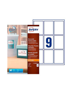 Etiqueta adhesiva avery removible para impresora laser inyeccion tinta fotocopiadora blanca 62x89 mm 2