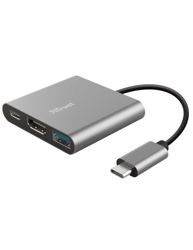 Adaptador trust dalyx 3 en 1 multipuerto usb-c / usb-a usb-c hdmi 2.0 color aluminio