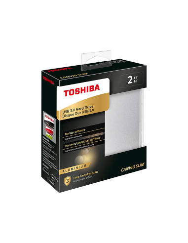 Disco duro externo toshiba canvio slim hdd 2,50 " 5.000 mbit/s usb 3.0 2 tb color blanco