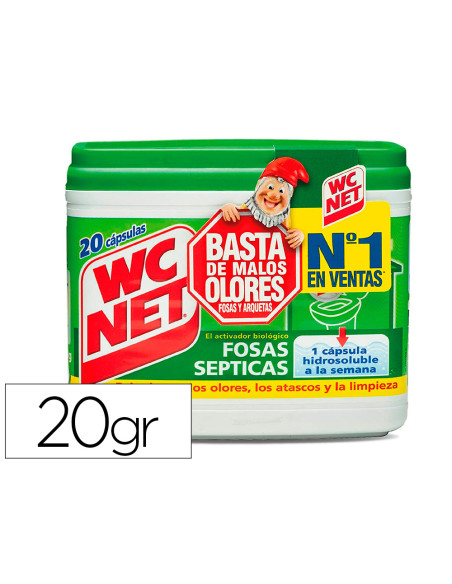 Elimina olores wc net fosas septicas capsula de 18 gr caja de 20 unidades