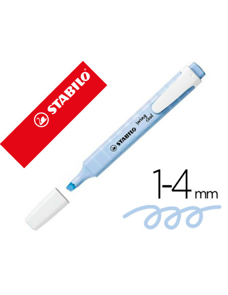 Rotulador stabilo fluorescente fino swing cool pastel azul nublado