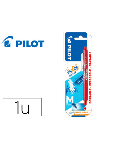Boligrafo pilot frixion clicker borrable 0,7 mm punta media rojo en blister