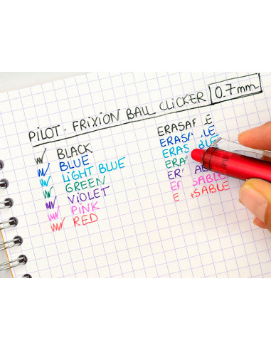 Boligrafo pilot frixion clicker borrable 0,7 mm punta media rojo en blister