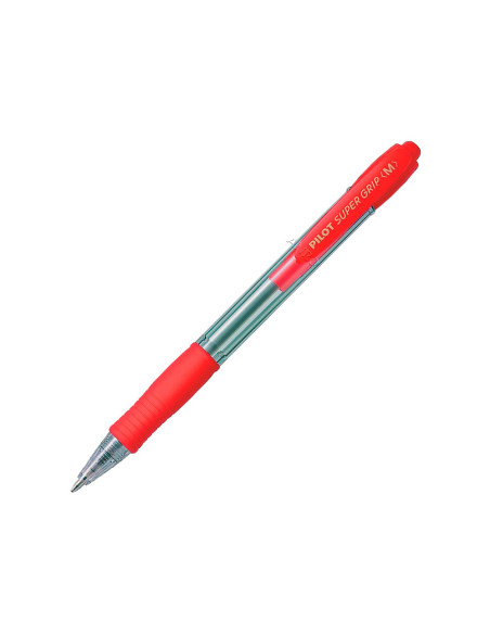 Boligrafo pilot super grip retractil sujecion de caucho tinta base de aceite en blister 1 azul + 1 rojo