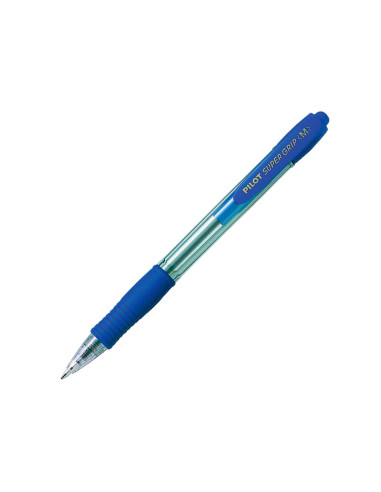 Boligrafo pilot super grip retractil sujecion de caucho tinta base de aceite en blister 1 azul + 1 rojo
