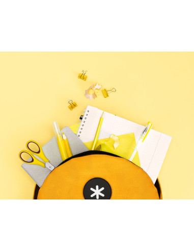 Cartera antartik mochila con asa y bolsillos con cremallera color mostaza 310x160x410 mm