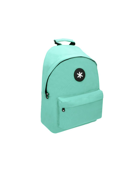 Cartera antartik mochila con asa y bolsillos con cremallera color verde menta 310x160x410 mm