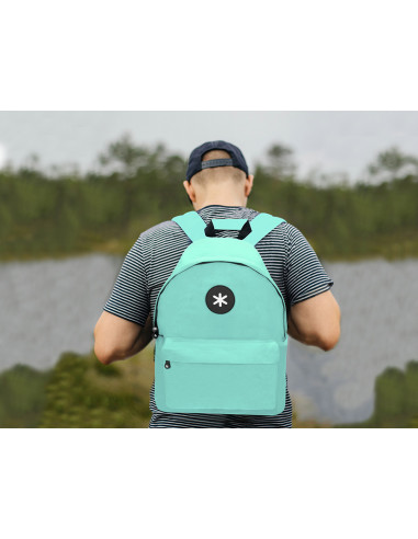 Cartera antartik mochila con asa y bolsillos con cremallera color verde menta 310x160x410 mm