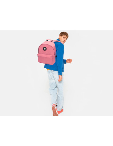 Cartera antartik mochila con asa y bolsillos con cremallera color coral 310x160x410 mm