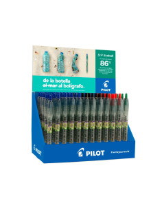 Boligrafo pilot ecoball plastico reciclado expositor de 60 unidades colores surtidos + 10 boligrafos 2
