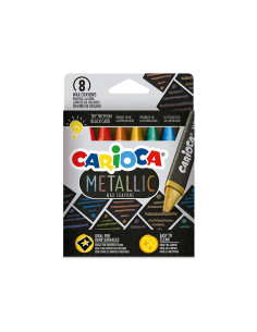 Lapices cera carioca metallic triangular caja de 8 unidades colores surtidos 2