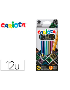 Lapices de colores carioca metallic hexagonal mina 3,3 mm caja de 12 colores surtidos