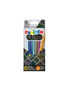 Lapices de colores carioca metallic hexagonal mina 3,3 mm caja de 12 colores surtidos 2