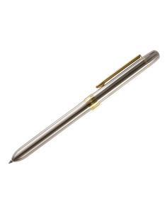 Boligrafo milan multifuncion cromado adornos dorados azul/rojo/portaminas 0,5 mm/ goma de borrar en caja metal 2