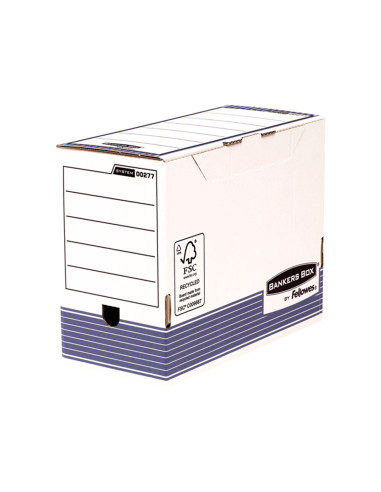 Caja archivo definitivo fellowes a4 carton reciclado 100% lomo 150 mm montaje automatico color azul