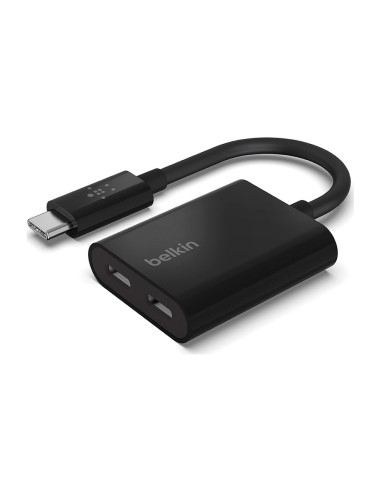 Adaptador belkin f7u081btblk usb-c de audio y carga color negro