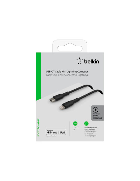 Cable belkin caa003bt1mbk usb-c a lightning boost charge longitud 1 m color negro