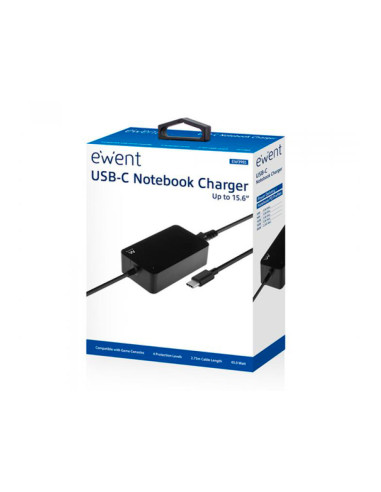 Cargador ewent para portatil usb type-c 100-240v 45w