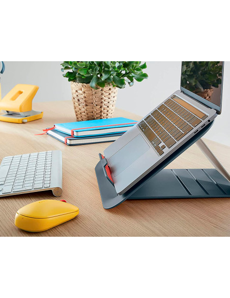 Soporte para portatil leitz ergo cosy ajustable 4 alturas color gris 310x50x247 mm