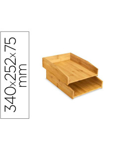 Bandeja sobremesa cep silva bambu lote de 2 unidades 340x252x75 mm