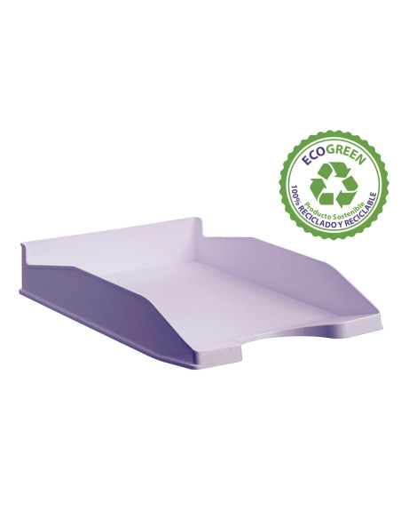 Bandeja sobremesa archivo 2000 ecogreen plastico 100% reciclado apilable formatos din a4 y folio color malva