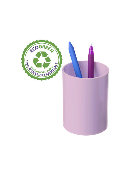 Cubilete portalapices archivo 2000 rosa pastel opaco plastico 100% reciclado diametro 75 mm alto 105 mm