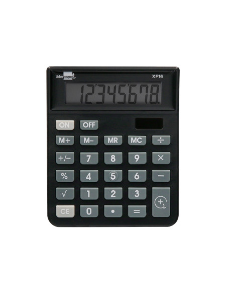 Calculadora liderpapel sobremesa xf16 8 digitos solar y pilas color negro 127x105x24 mm