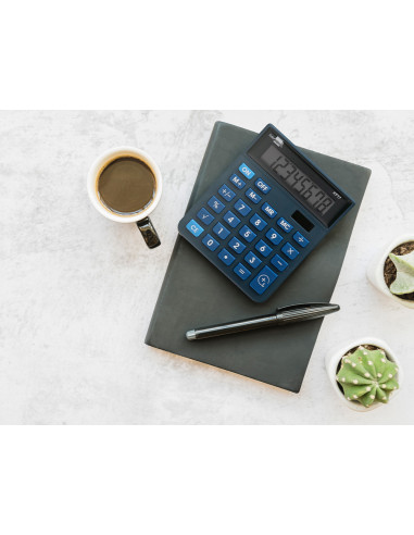 Calculadora liderpapel sobremesa xf17 8 digitos solar y pilas color azul 127x105x24 mm