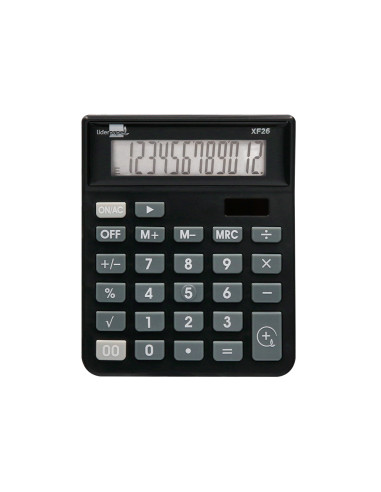Calculadora liderpapel sobremesa xf26 12 digitos solar y pilas 127x105x24 mm color negro