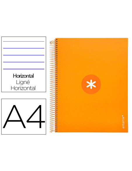 Cuaderno espiral a4 micro antartik tapa forrada 120h 90 gr horizontal 5 bandas 4 taladros color mostaza
