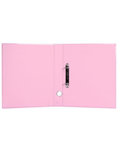 Carpeta de 2 anillas 25 mm mixtas liderpapel a4 forrado color system con ollao y tarjetero rosa