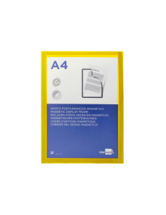 Marco porta anuncios liderpapel magnetico din a4 dorso adhesivo removible color amarillo 2