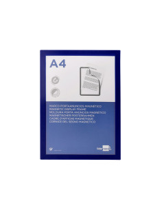 Marco porta anuncios liderpapel magnetico din a4 dorso adhesivo removible color azul 2