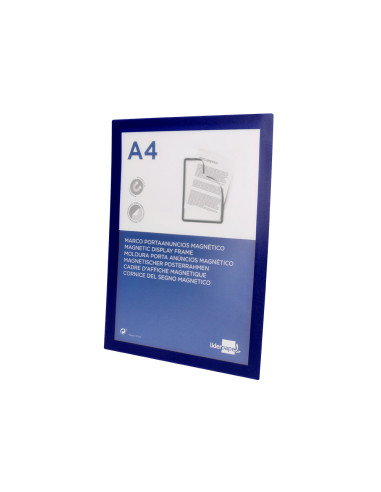 Marco porta anuncios liderpapel magnetico din a4 dorso adhesivo removible color azul