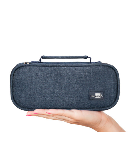 Bolso escolar portatodo liderpapel ovalado con organizador interior pizarra y asa 1 cremallera surtidos
