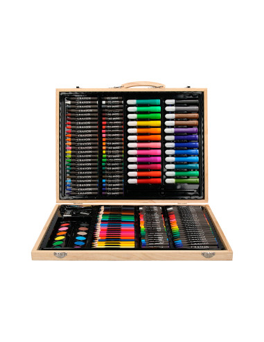 Estuche de pintura liderpapel madera 168 piezas maletin 39,3x30x4,8 cm