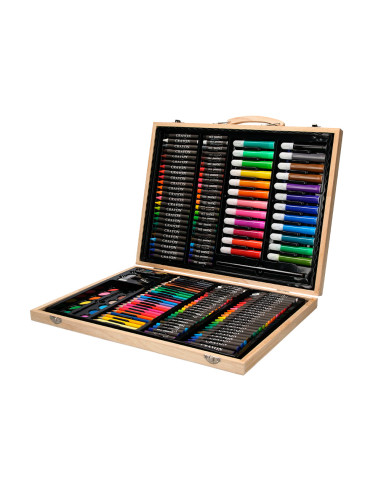 Estuche de pintura liderpapel madera 168 piezas maletin 39,3x30x4,8 cm