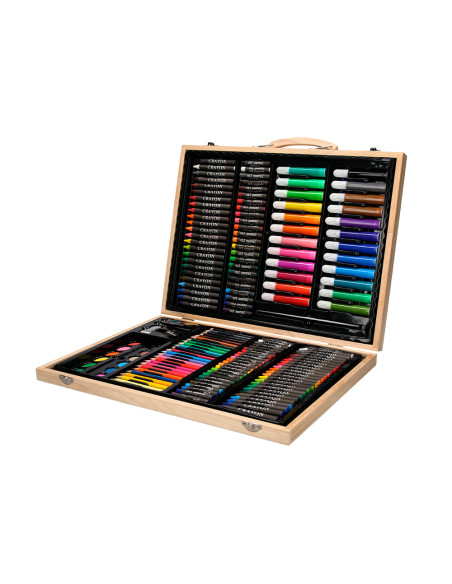 Estuche de pintura liderpapel madera 168 piezas maletin 39,3x30x4,8 cm