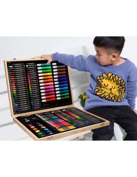 Estuche de pintura liderpapel madera 168 piezas maletin 39,3x30x4,8 cm