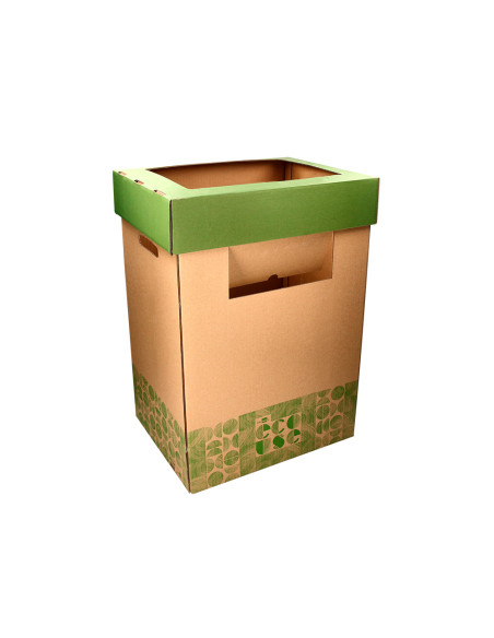 Contenedor papelera reciclaje liderpapel ecouse carton 100% reciclado y reciclable 70 litros 450x350x650 mm