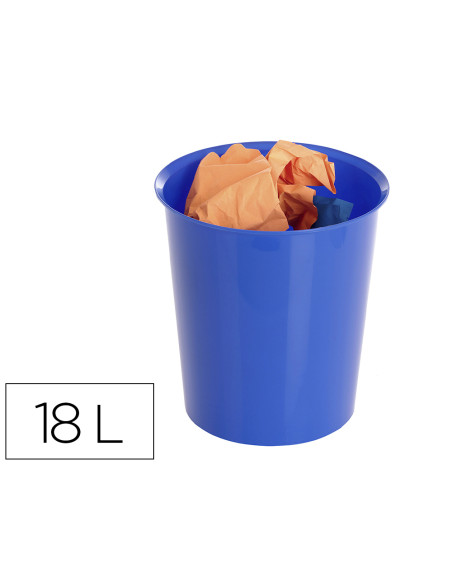 Papelera plastico archivo 2000 ecogreen 100% reciclada 18 litros color azul 290x310 mm