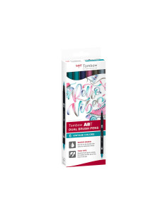 Rotulador tombow abt dual brush acuarelable doble punta fina/pincel estuche de 6 colores vintage 2
